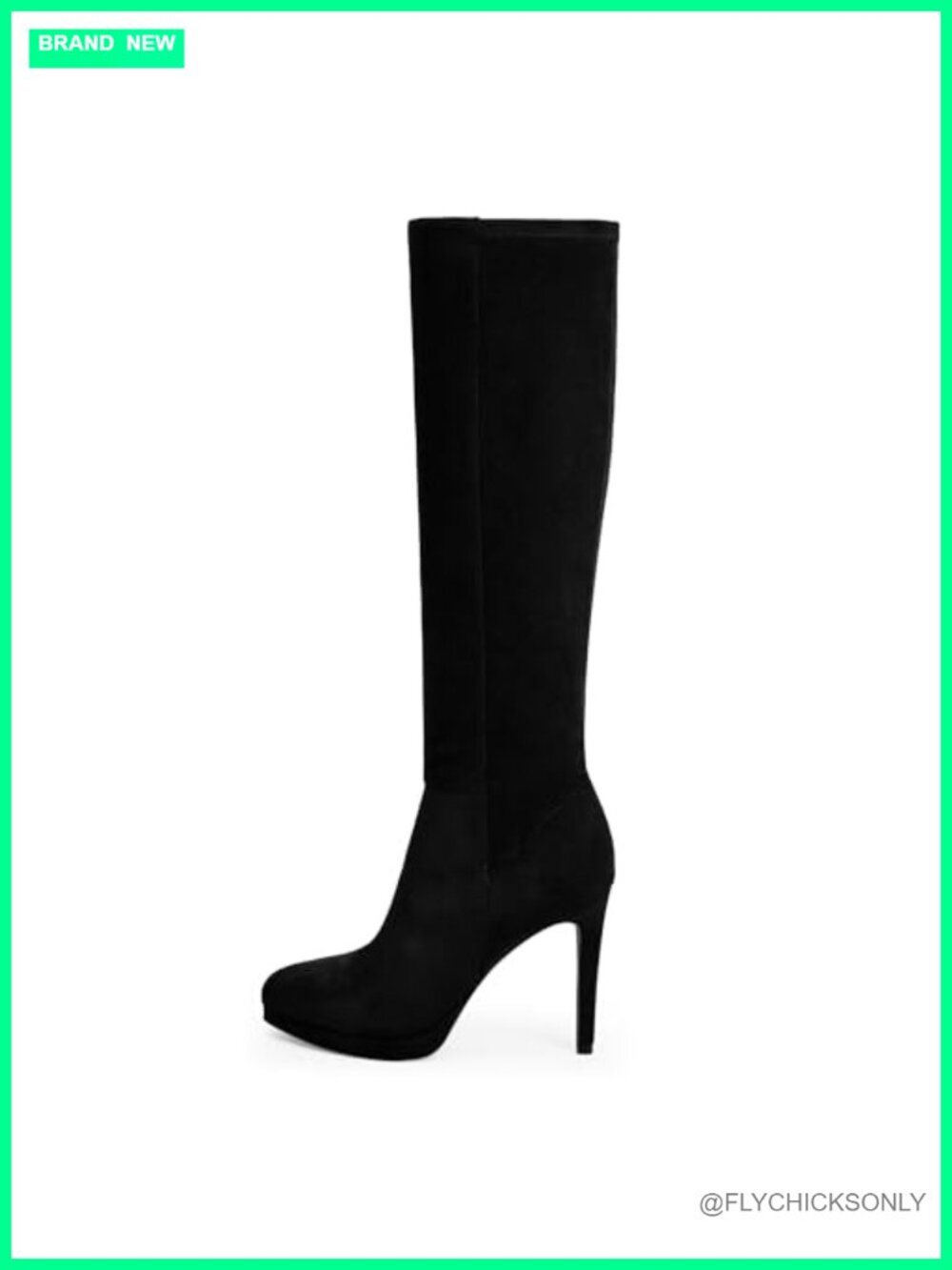 Knee High Boots Round Toe Stiletto Heel Faux Leather Tall Platforms